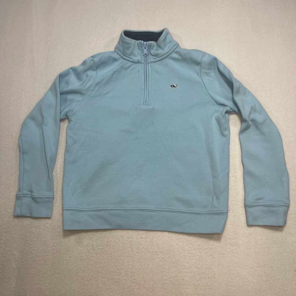 Vineyard Vines Boys Quarter Zip Pullover Light Blue Whale Logo Size 7